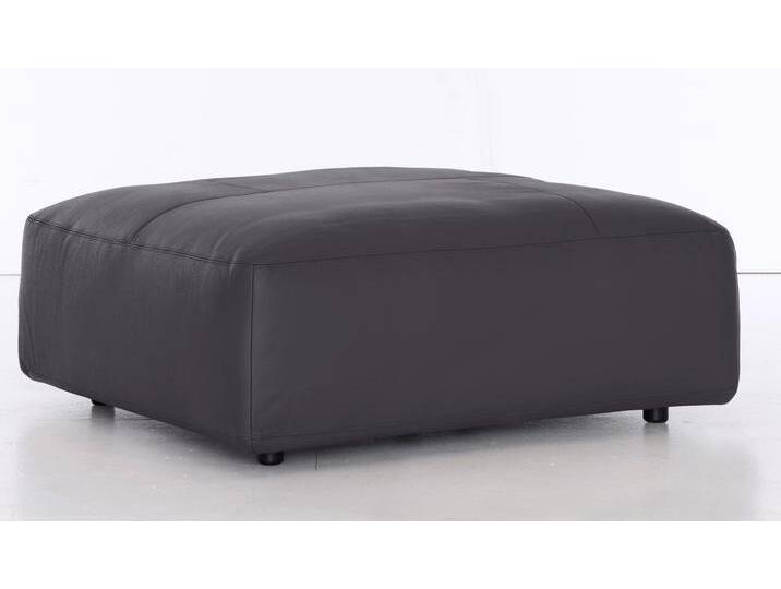 Hocker MUSTERRING LUCIA , schwarz (nero bax), B:120cm H:43cm T:120cm, Flachgewebe VALMONT (60% Baumwolle/40% Leinen), Leder PURO, pigmentiertes Leder, Microfaser CRONA (100% Polyester), Flachgewebe FLORIS (100% Polyester), Leder BAX, pigmentiertes Leder, Hocker, Lederhocker Polsterhocker von Musterring
