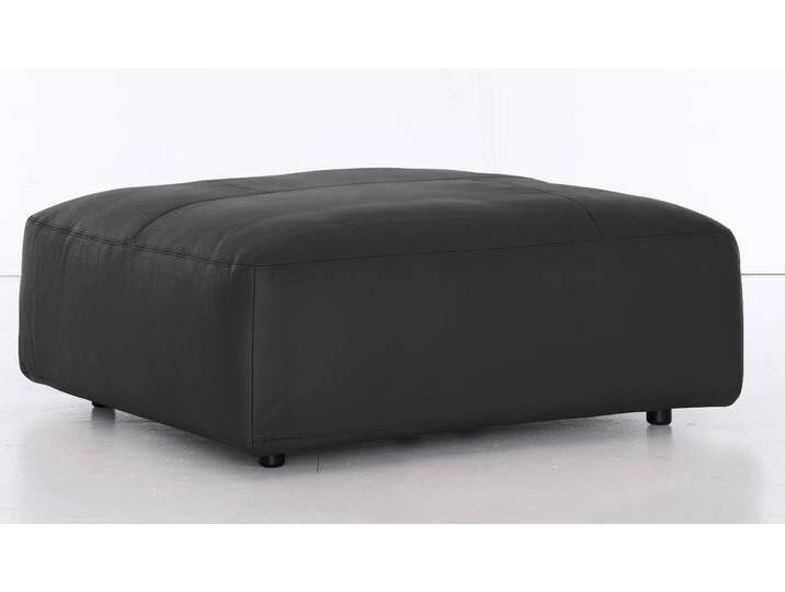 Hocker MUSTERRING LUCIA , schwarz (schwarz puro), B:120cm H:43cm T:120cm, Flachgewebe VALMONT (60% Baumwolle/40% Leinen), Leder PURO, pigmentiertes Leder, Microfaser CRONA (100% Polyester), Flachgewebe FLORIS (100% Polyester), Leder BAX, pigmentiertes Leder, Hocker, Lederhocker Polsterhocker von Musterring