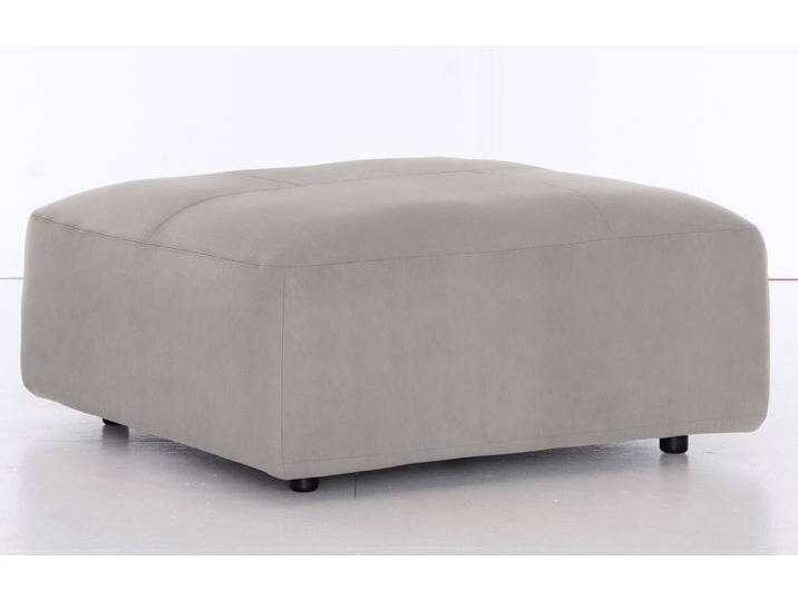Hocker MUSTERRING LUCIA , silber (silber crona), B:100cm H:43cm T:100cm, Flachgewebe VALMONT (60% Baumwolle/40% Leinen), Leder PURO, pigmentiertes Leder, Microfaser CRONA (100% Polyester), Flachgewebe FLORIS (100% Polyester), Leder BAX, pigmentiertes Leder, Hocker, Lederhocker Polsterhocker von Musterring