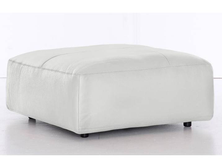 Hocker MUSTERRING LUCIA , weiß (snow bax), B:100cm H:43cm T:100cm, Flachgewebe VALMONT (60% Baumwolle/40% Leinen), Leder PURO, pigmentiertes Leder, Microfaser CRONA (100% Polyester), Flachgewebe FLORIS (100% Polyester), Leder BAX, pigmentiertes Leder, Hocker, Lederhocker Polsterhocker von Musterring