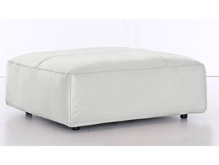 Hocker MUSTERRING LUCIA , weiß (snow bax), B:120cm H:43cm T:120cm, Flachgewebe VALMONT (60% Baumwolle/40% Leinen), Leder PURO, pigmentiertes Leder, Microfaser CRONA (100% Polyester), Flachgewebe FLORIS (100% Polyester), Leder BAX, pigmentiertes Leder, Hocker, Lederhocker Polsterhocker von Musterring