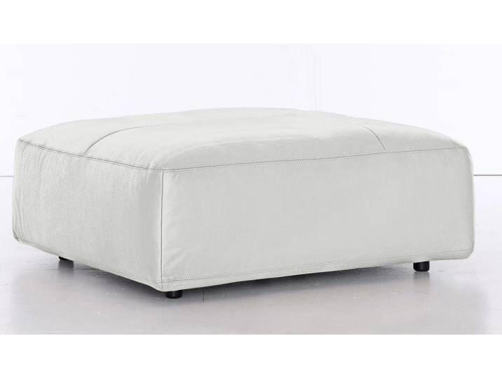 Hocker MUSTERRING LUCIA , weiß (snow bax), B:120cm H:43cm T:120cm, Flachgewebe VALMONT (60% Baumwolle/40% Leinen), Leder PURO, pigmentiertes Leder, Microfaser CRONA (100% Polyester), Flachgewebe FLORIS (100% Polyester), Leder BAX, pigmentiertes Leder, Hocker, Lederhocker Polsterhocker von Musterring