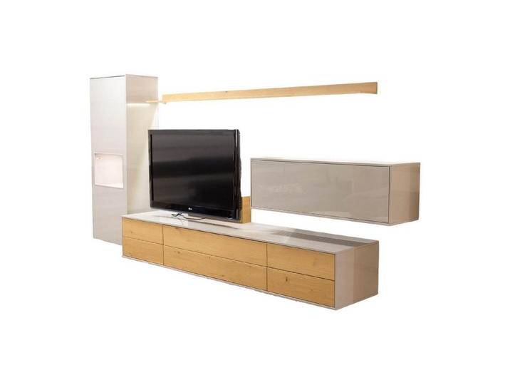 Musterring Anbauschrank Wohnwand Kara Frame 73029 Lack 2 Grau Absetzung Asteiche, grau von Musterring