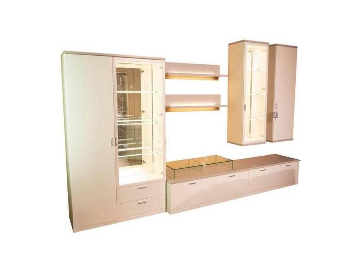 Musterring Anbauschrank Wohnwand Kira Korpus Und Front Lack Weiß Regale Lack Grau von Musterring