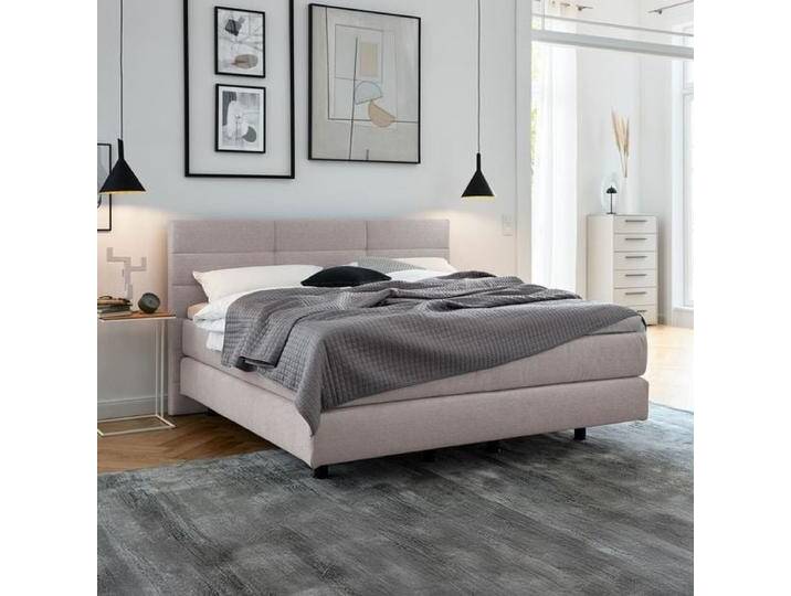 Musterring Boxspringbett Elias Webstoff mit Kopfteil Ziegelsteppung 140x200cm TTF-Box Härtegrad: H2 Lila modern von Musterring