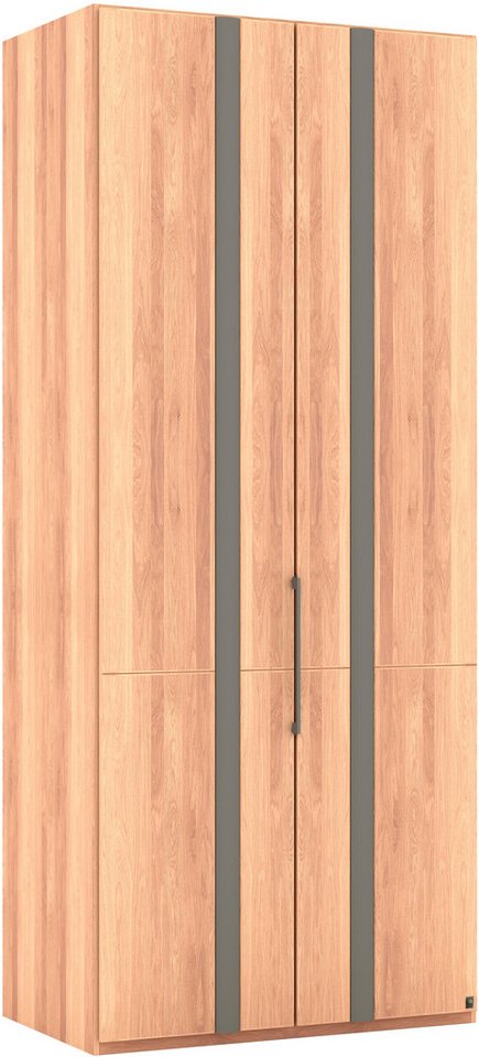 Musterring Drehtürenschrank Sorrent, Kleiderschrank, teilmassiv Eiche (mit Türdämpfern, in 5 Breiten & 2 Höhen, extra Böden, MADE IN GERMANY) Türen in Eiche massiv mit Absetzung in Schiefer, verschiedene Maße von Musterring