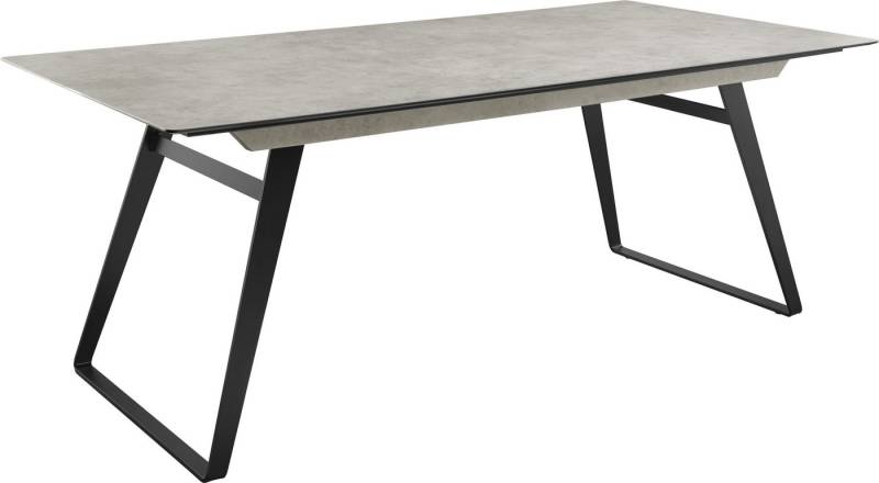 Musterring Esstisch, HPL-Platte in Zement-Design, Bügelgestell schwarz, drei Größen von Musterring