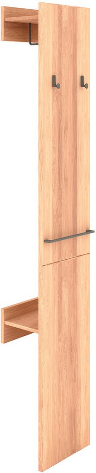 Musterring Garderobe Sorrent, Garderobenpaneel, Wandregal, massiv Eiche (Flurgarderobe, B 38 / H 194 / T 23 cm), mit Ablage & Haken von Musterring