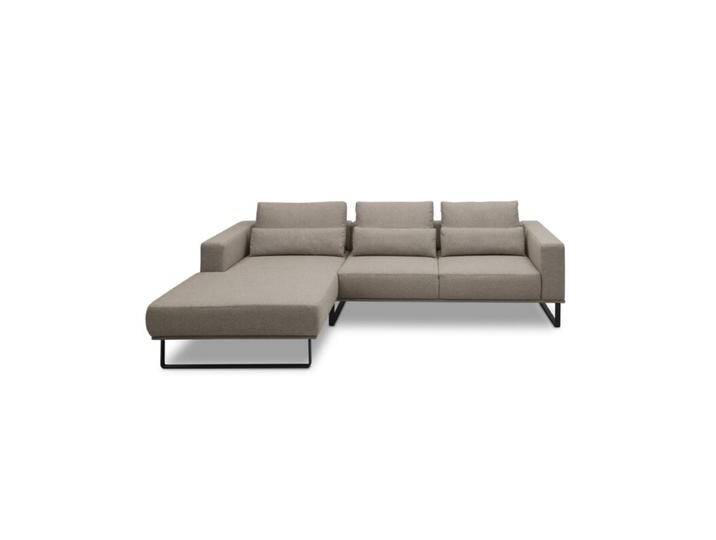 Musterring JustB! PM100 Ecksofa optional mit motorischem Sitzvorzug - Flachgewebe Mono taupe , 312 x 185 , ohne Funktion , inkl. Nierenkissen , links, Modern, Zeitlos, ohne Funktion von Musterring