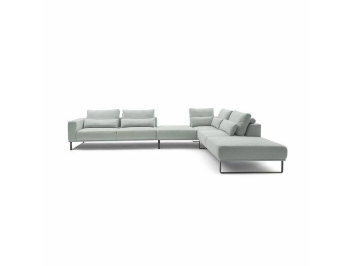 Musterring JustB! PM100 Wohnlandschaft optional mit motorischem Sitzvorzug - Strukturgewebe Yelda light blue , ohne Funktion , inkl. Nierenkissen , rechts, Modern, Zeitlos, ohne Funktion von Musterring