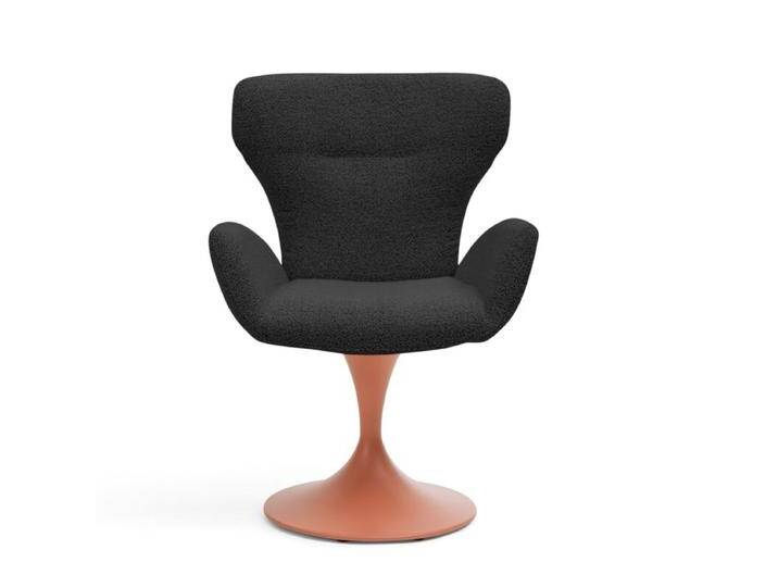 Musterring JustB SP150 Schalensessel - in verschiedenen Bezugs-und Gestellvarianten - Bouclé Alpine onyx , Tulpenfuß Metall Lack blush , ohne Funktion, Modern, Skandinavisch, Drehfunktion, Rückholfunktion von Musterring