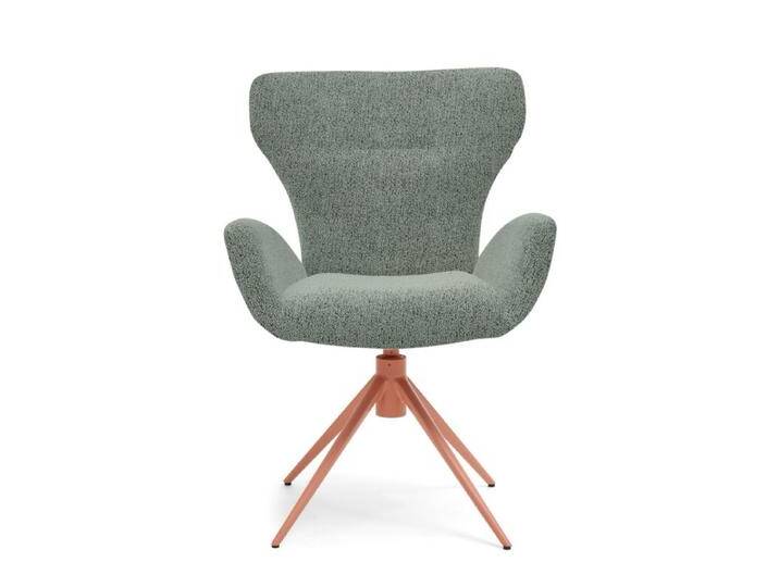 Musterring JustB SP150 Schalensessel - in verschiedenen Bezugs-und Gestellvarianten - Bouclé Elegant wish aqua , Stativgestell Metall Lack blush , ohne Funktion, Modern, Skandinavisch, Drehfunktion, Rückholfunktion von Musterring