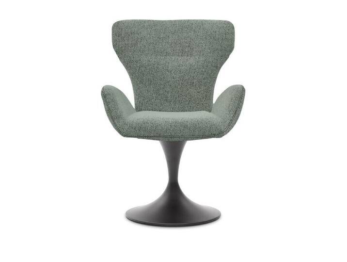 Musterring JustB SP150 Schalensessel - in verschiedenen Bezugs-und Gestellvarianten - Bouclé Elegant wish aqua , Tulpenfuß Metall Lack schwarz , inkl. Drehfunktion & Rückholfunktion, Modern, Skandinavisch, Drehfunktion, Rückholfunktion von Musterring