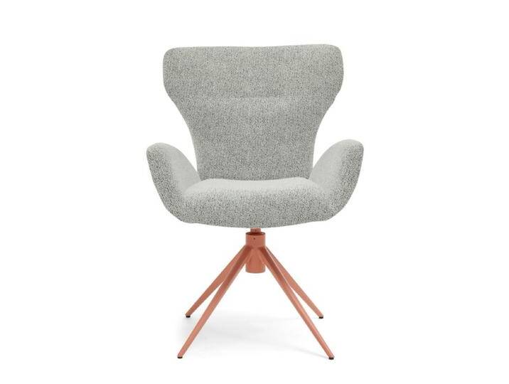 Musterring JustB SP150 Schalensessel - in verschiedenen Bezugs-und Gestellvarianten - Bouclé Elegant wish champagne , Stativgestell Metall Lack blush , inkl. Drehfunktion & Rückholfunktion, Modern, Skandinavisch, Drehfunktion, Rückholfunktion von Musterring