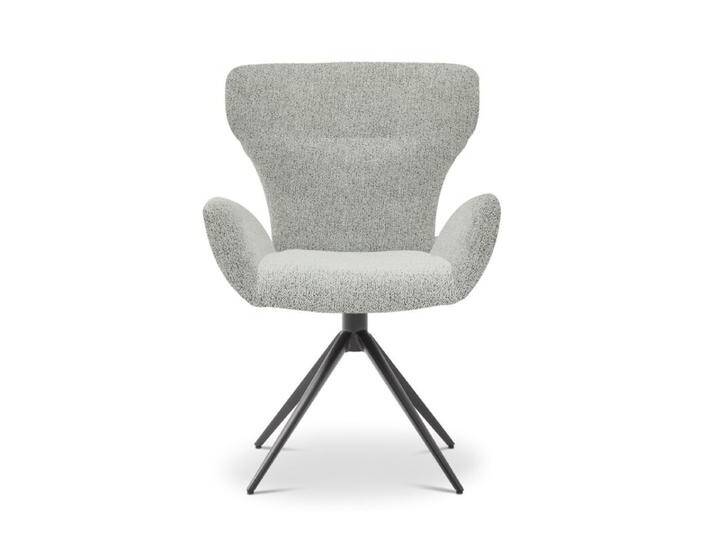 Musterring JustB SP150 Schalensessel - in verschiedenen Bezugs-und Gestellvarianten - Bouclé Elegant wish champagne , Stativgestell Metall Lack schwarz , inkl. Drehfunktion & Rückholfunktion, Modern, Skandinavisch, Drehfunktion, Rückholfunktion von Musterring