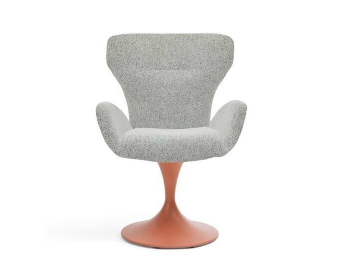 Musterring JustB SP150 Schalensessel - in verschiedenen Bezugs-und Gestellvarianten - Bouclé Elegant wish champagne , Tulpenfuß Metall Lack blush , ohne Funktion, Modern, Skandinavisch, Drehfunktion, Rückholfunktion von Musterring