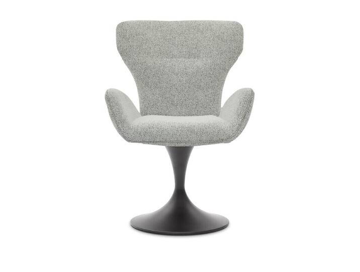 Musterring JustB SP150 Schalensessel - in verschiedenen Bezugs-und Gestellvarianten - Bouclé Elegant wish champagne , Tulpenfuß Metall Lack schwarz , inkl. Drehfunktion & Rückholfunktion, Modern, Skandinavisch, Drehfunktion, Rückholfunktion von Musterring