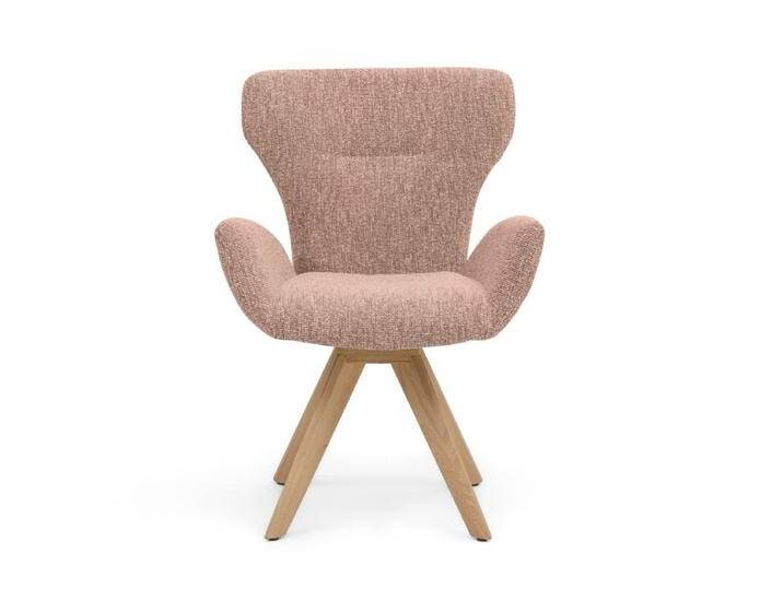 Musterring JustB SP150 Schalensessel - in verschiedenen Bezugs-und Gestellvarianten - Jaquard Lodge blush , Stativgestell Eiche massiv , inkl. Drehfunktion & Rückholfunktion, Modern, Skandinavisch, Drehfunktion, Rückholfunktion von Musterring