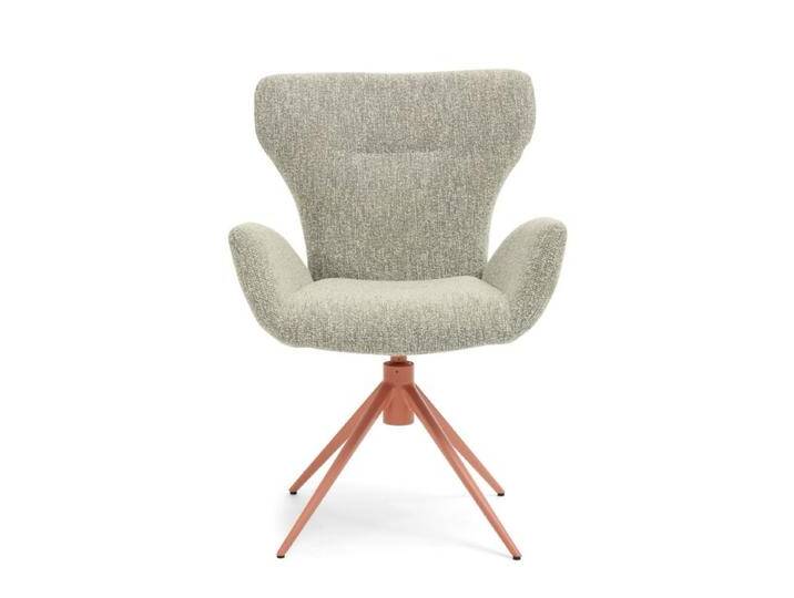 Musterring JustB SP150 Schalensessel - in verschiedenen Bezugs-und Gestellvarianten - Jaquard Lodge grey , Stativgestell Metall Lack blush , ohne Funktion, Modern, Skandinavisch, Drehfunktion, Rückholfunktion von Musterring