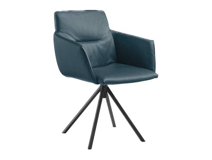 Musterring JustB! SP500 Armlehnstuhl in Leder mit Stativgestell - Leder Z6929 ocean blue , Drehfunktion von Musterring