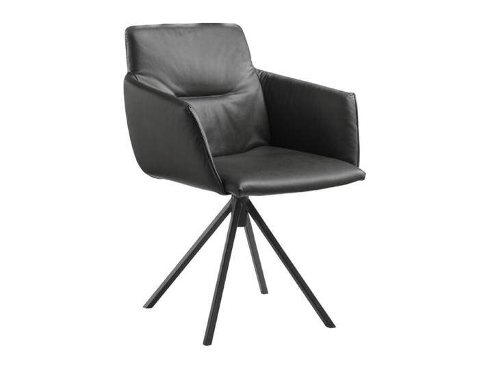 Musterring JustB! SP500 Armlehnstuhl in Leder mit Stativgestell - Leder Z7799 black pearl , Drehfunktion von Musterring