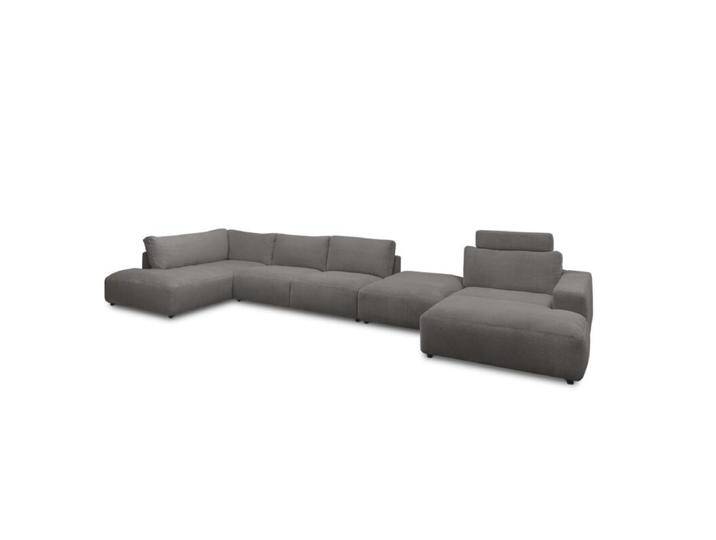 Musterring Lucia Wohnlandschaft Cord mit Zwischenhocker - Cord dark grey , ohne Zusatzausstattung , rechts, Modern, Zeitlos von Musterring