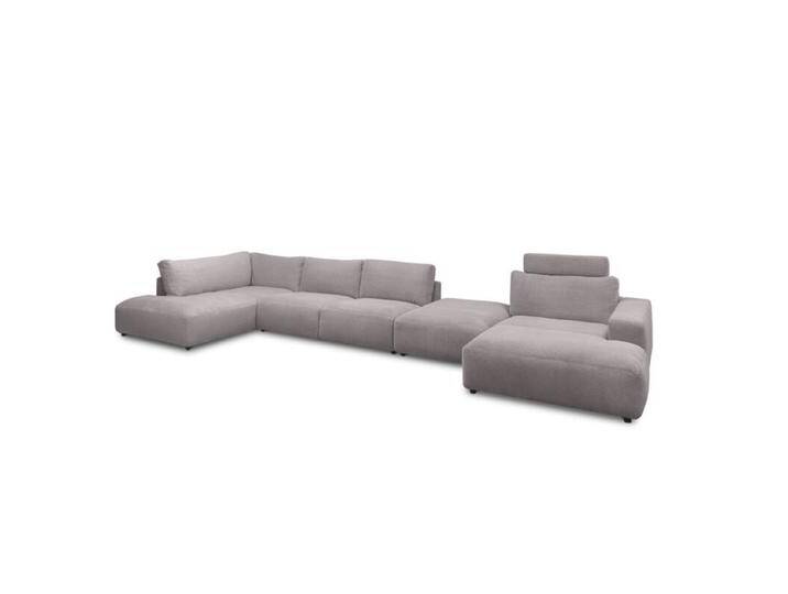 Musterring Lucia Wohnlandschaft Cord mit Zwischenhocker - Cord grey , ohne Zusatzausstattung , rechts, Modern, Zeitlos von Musterring