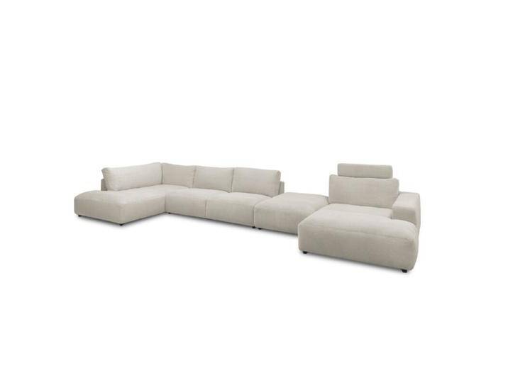 Musterring Lucia Wohnlandschaft Cord mit Zwischenhocker - Cord light grey , ohne Zusatzausstattung , rechts, Modern, Zeitlos von Musterring