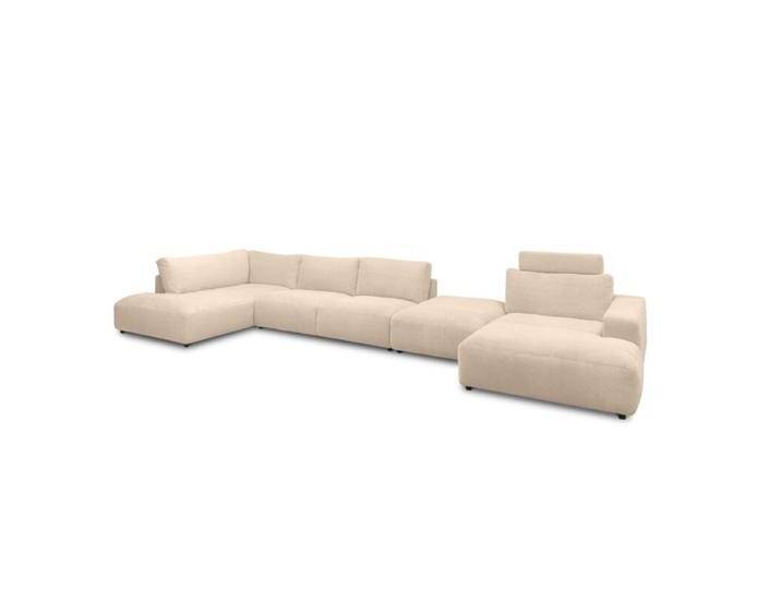 Musterring Lucia Wohnlandschaft Cord mit Zwischenhocker - Cord nature , ohne Zusatzausstattung , rechts, Modern, Zeitlos von Musterring