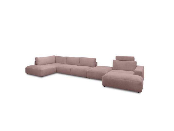 Musterring Lucia Wohnlandschaft Cord mit Zwischenhocker - Cord rosa , inkl. Kopfstütze , rechts, Modern, Zeitlos von Musterring