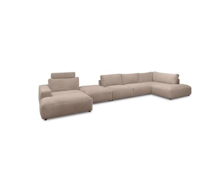 Musterring Lucia Wohnlandschaft Cord mit Zwischenhocker - Cord taupe , ohne Zusatzausstattung , links, Modern, Zeitlos von Musterring