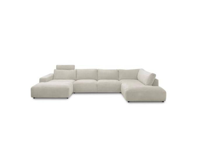 Musterring Lucia Wohnlandschaft mit Bezug in Cord und optionaler Kopfstütze - Cord light grey , ohne Zusatzausstattung , links, Modern, Zeitlos von Musterring