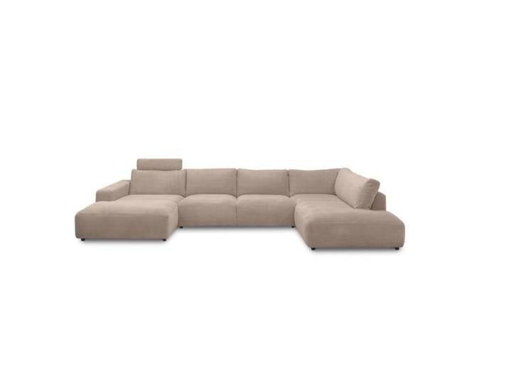 Musterring Lucia Wohnlandschaft mit Bezug in Cord und optionaler Kopfstütze - Cord taupe , inkl. Kopfstütze , links, Modern, Zeitlos von Musterring