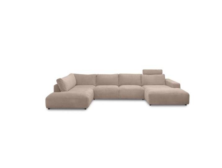 Musterring Lucia Wohnlandschaft mit Bezug in Cord und optionaler Kopfstütze - Cord taupe , ohne Zusatzausstattung , rechts, Modern, Zeitlos von Musterring