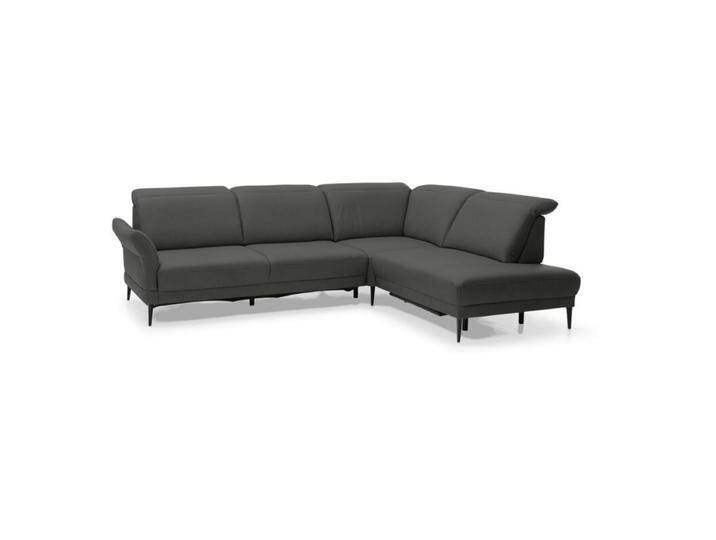 Musterring MR 1350 Ecksofa in Leder inkl. Kopfteilverstellung und optionalen Funktionen - Echtleder Torro anthrazit , Komfort-Funktionsset inkl. automatischem Sitzvorzug , rechts von Musterring