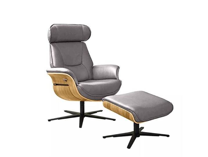Musterring MR 276 Relaxsessel Leder oder Microfaser mit Relaxfunktionen - Echtleder Torro granit , Eiche hell , inkl. Hocker von Musterring