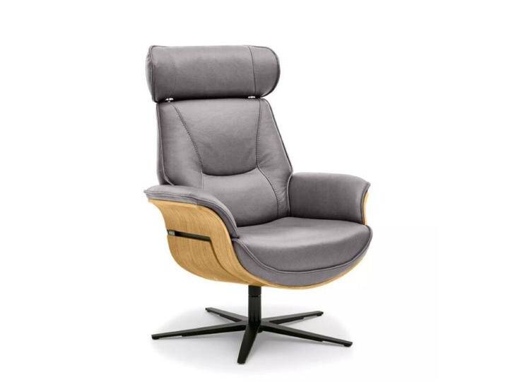 Musterring MR 276 Relaxsessel Leder oder Microfaser mit Relaxfunktionen - Echtleder Torro granit , Eiche hell , ohne Zusatzausstattung, Modern, Zeitlos, Drehfunktion, manuelle Rückenteilverstellung, Memoryfunktion, manuelle Kopfteilverstellung von Musterring