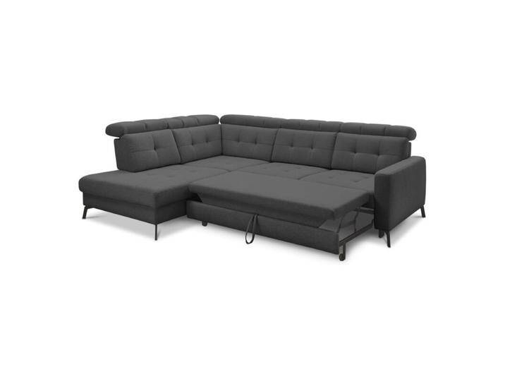Musterring MR 4615 Ecksofa gesteppt mit optionalen Funktionen - Flachgewebe Mono anthrazit , Schlaffunktion , links von Musterring
