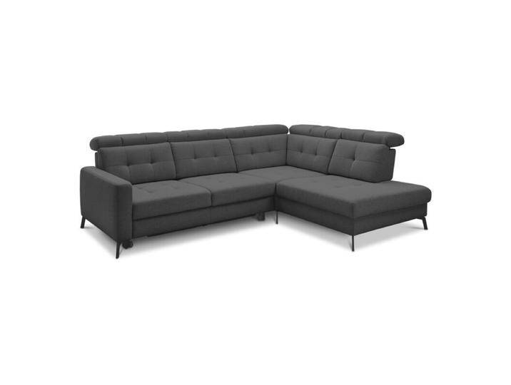 Musterring MR 4615 Ecksofa gesteppt mit optionalen Funktionen - Flachgewebe Mono anthrazit , ohne Funktion , rechts von Musterring