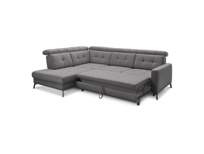 Musterring MR 4615 Ecksofa gesteppt mit optionalen Funktionen - Flachgewebe Mono grey , Schlaffunktion , links von Musterring