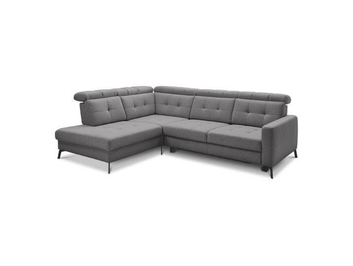 Musterring MR 4615 Ecksofa gesteppt mit optionalen Funktionen - Flachgewebe Mono grey , ohne Funktion , links von Musterring
