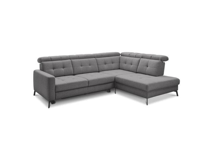 Musterring MR 4615 Ecksofa gesteppt mit optionalen Funktionen - Flachgewebe Mono grey , ohne Funktion , rechts von Musterring