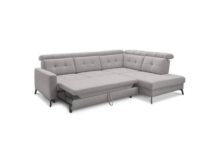 Musterring MR 4615 Ecksofa gesteppt mit optionalen Funktionen - Flachgewebe Mono light grey , Schlaffunktion , rechts von Musterring
