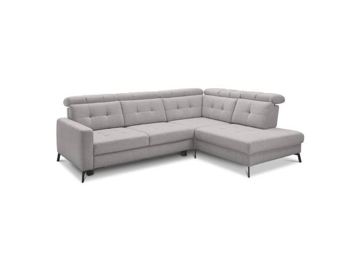 Musterring MR 4615 Ecksofa gesteppt mit optionalen Funktionen - Flachgewebe Mono light grey , ohne Funktion , rechts von Musterring