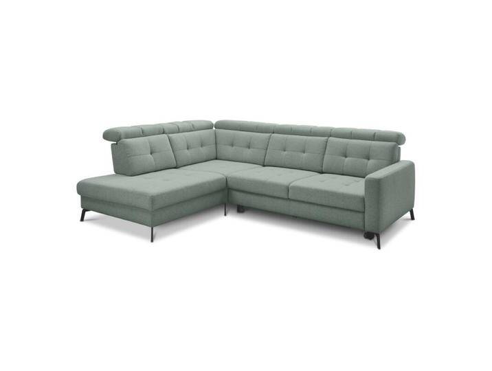 Musterring MR 4615 Ecksofa gesteppt mit optionalen Funktionen - Flachgewebe Mono mint , ohne Funktion , links von Musterring