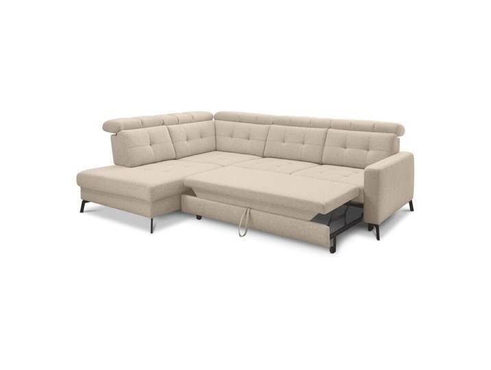 Musterring MR 4615 Ecksofa gesteppt mit optionalen Funktionen - Flachgewebe Mono nature , Schlaffunktion , links von Musterring