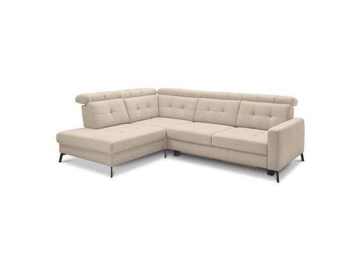Musterring MR 4615 Ecksofa gesteppt mit optionalen Funktionen - Flachgewebe Mono nature , ohne Funktion , links von Musterring