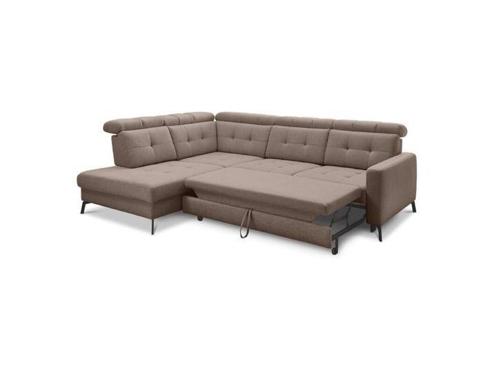 Musterring MR 4615 Ecksofa gesteppt mit optionalen Funktionen - Flachgewebe Mono taupe , Schlaffunktion , links von Musterring