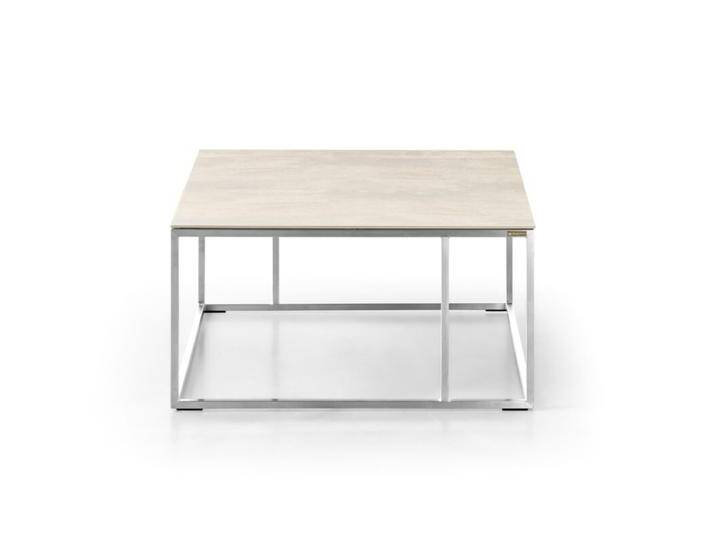 Musterring Nela Couchtisch mit heller Keramik Platte und Gestell in Edelstahl - 70 x 70 cm - 32, Modern, Zeitlos von Musterring