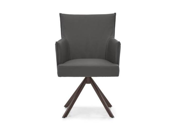 Musterring, Nilan Armlehnstuhl in Leder – optional mit Drehfunktion - Leder Tendens granit , Stativgestell Metall marron pulverbeschichtet , ohne Funktion, Drehfunktion, Modern von Musterring